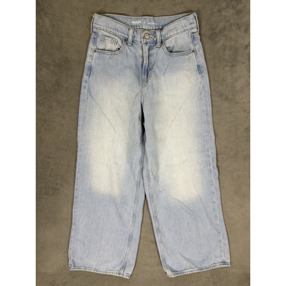 Old‎ Navy Jeans Womens 0 Blue Light Wash High Rise Baggy Wide Leg Drapey Denim